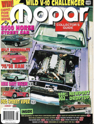 MOPAR COLLECTORS GUIDE 1998 AUG - '76/'98 RAM, HEMI DART WAGON, 383 CI NEWPORT